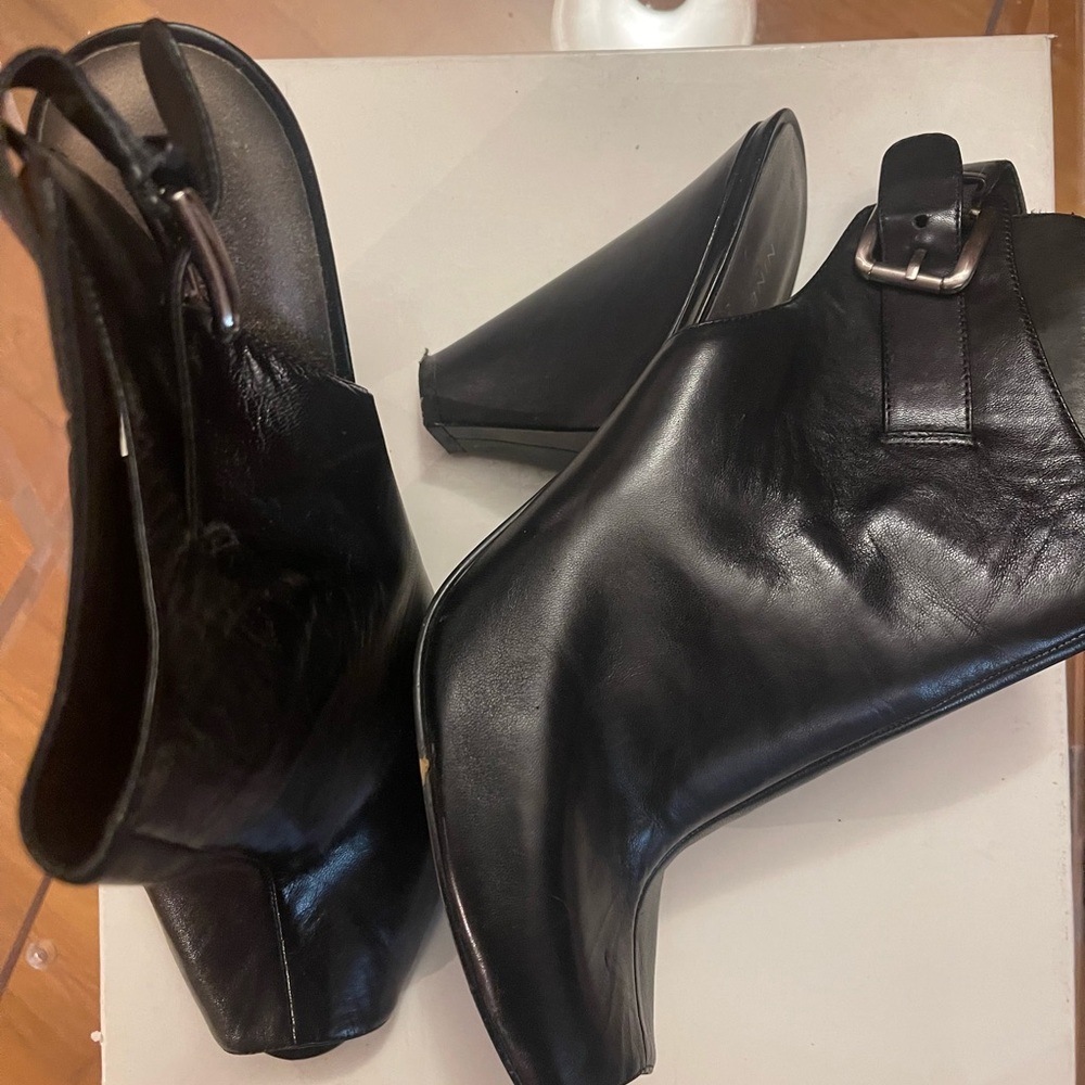 Nine West Black Heeled Boots with Buckle Detail